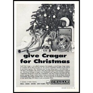 1970 Cragar Wheels Headers Performance Parts Vintage Print Ad Christmas Wall Art